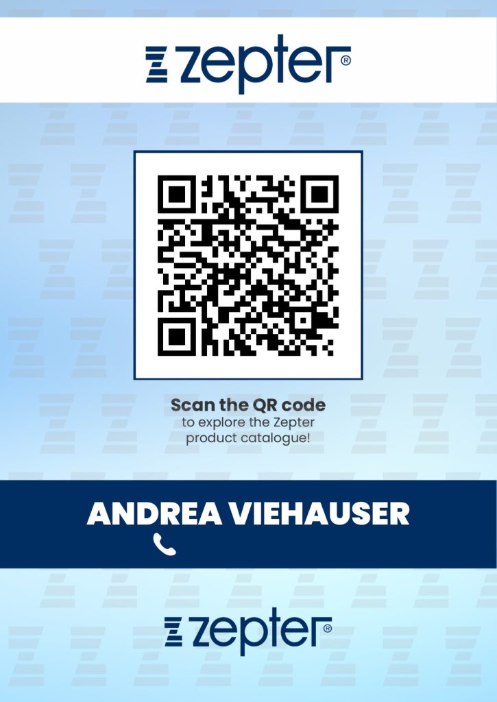 Persönlicher QR-Code von Andrea Viehauser zur Zepter-Mietoption für Bioptron-Lichttherapie